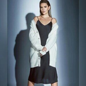 Knix Papaya Satin Slip Midi Dress NWT Black Size XS